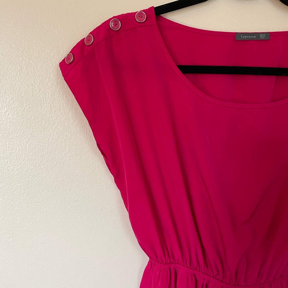Soprano | Pink Scoop Neck Dress with Buttoned Sleeves | Size Medium - Picture 2 of 8